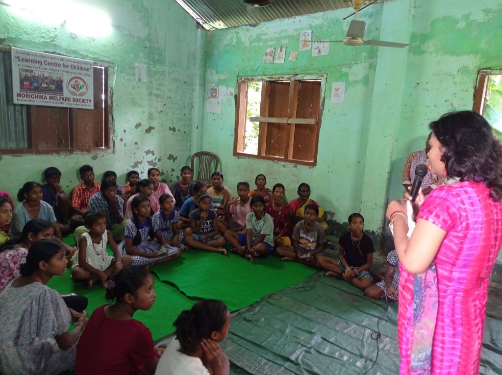 Children listening to speaker at Learning Centre