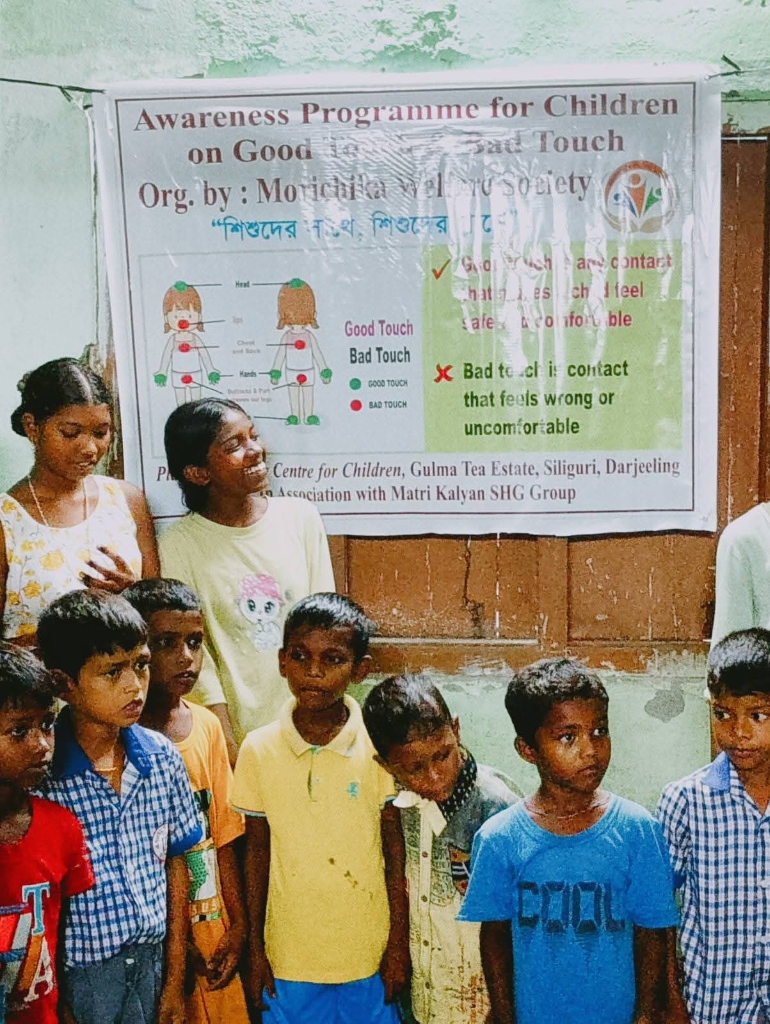 Children participating in Good Touch and Bad Touch awareness session